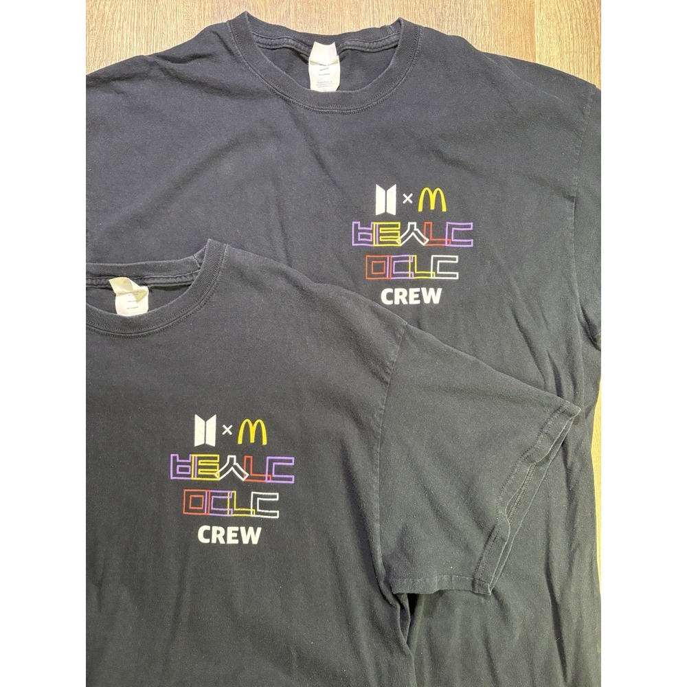 Lot Of 2 - McDonald's x BTS Crew T-Shirt Mens Size XL Black Pre Owned